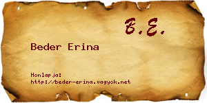 Beder Erina névjegykártya